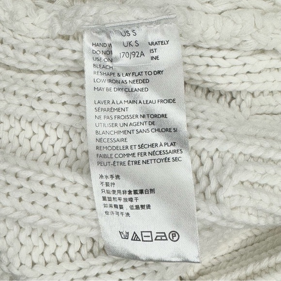 Free People Sweetheart White Mock Neck Thick Knit Sweater Size Small High Low - Picture 10 of 11